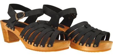 Sanita Clogs Damen Sandale Wood-Silo Square Sandal Black