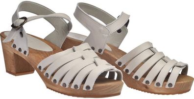 Sanita Clogs Damen Sandale Wood-Silo Square Sandal White