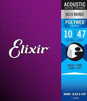 Elixir 11000 Polyweb - 80/20 Bronze, extra light (010-047) - Gitarrensaiten