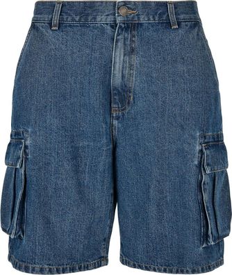 Urban Classics Organic Denim Cargo Shorts Mid Indigo Washed