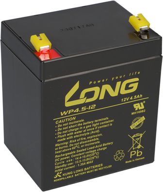 Kung Long WP4.5-12 12V 4,5Ah AGM Blei Vlies Bleiakku Batterie wartungsfrei