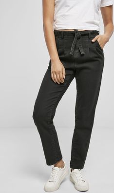 Urban Classics Damen Hose Ladies High Waist Knitted Denim Chino Black