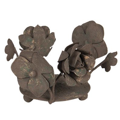 Clayre & Eef Teelichthalter Blumen 5x8x6 cm Braun Eisen (Gr. 5x8x6 cm)