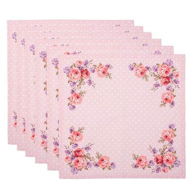 Clayre & Eef Servietten Baumwolle 6er Set 40x40 cm Rosa Violett Baumwolle Quadrat