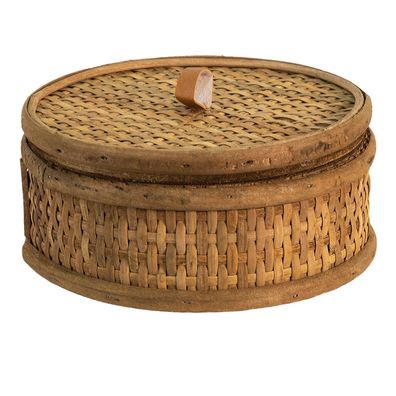 Clayre & Eef Aufbewahrungsbox Ø 15x7 cm Braun Rattan Rund (Gr. Ø 15x7 cm)