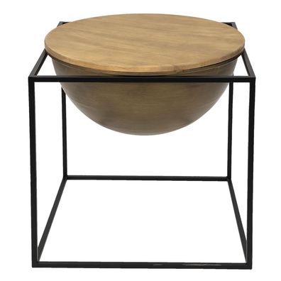 Clayre & Eef Beistelltisch 53x53x55 cm Braun Schwarz Eisen Holz (Gr. 53x53x55 cm)