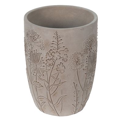 Clayre & Eef Blumentopf Ø 18x25 cm Grau Beige Stein Blumen (Gr. Ø 18x25 cm)