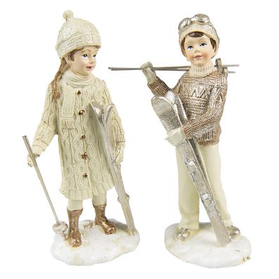 Clayre & Eef Figur 2-er Set Kinder 14 cm Beige Polyresin (Gr. (2) 7x4x14 cm)