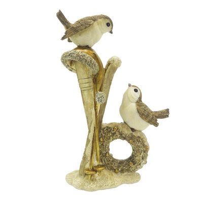 Clayre & Eef Figur Vogel 18 cm Goldfarbig Polyresin (Gr. 11x5x18 cm)