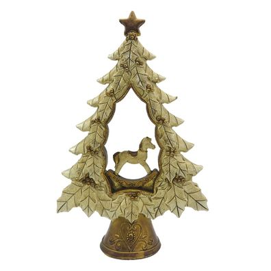 Clayre & Eef Figur Weihnachtsbaum 20 cm Goldfarbig Polyresin (Gr. 13x5x20 cm)