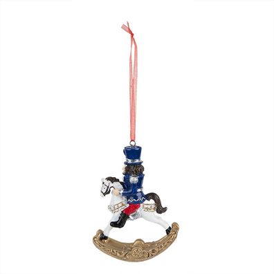 Clayre & Eef Weihnachtsanhänger Nussknacker 10 cm Blau Kunststoff (Gr. 7x2x10 cm)