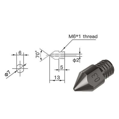 Nozzle MK8 gehärtet 0,2-1,0mm 3D Drucker Düse Extruder M6 CR10 / Anet Ender