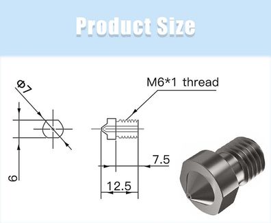 Nozzle gehärtet für 3D-Drucker passend bei E3D Hot Ends V5, V6-Anycubic Chiron