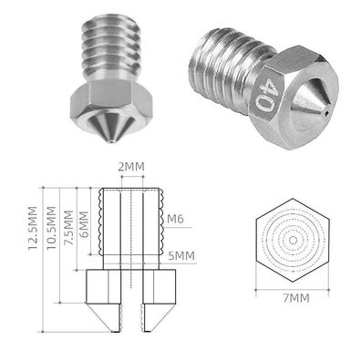 Nozzeln Edelstahl für 3D-Drucker passend bei E3D Hot Ends V5, V6-Anycubic Chiron