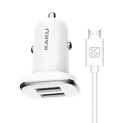 Kaku 2.4A 2x USB + Micro-USB Ladekabel Dual Port Ladegerät KFZ kompatibel mit