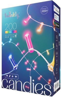 Twinkly Candies Smarte LED Lichterkette RGB 200 Kerzen klar Smart Kabel 12m