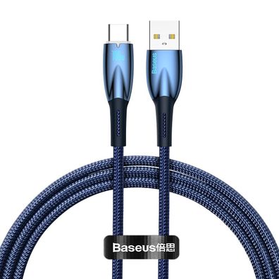 Baseus Glimmer Series Schnellladekabel USB-A – USB-C 100 W 480 Mbit/s 1 m blau