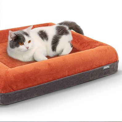 Hundebett Katzenbett Visco orthopädisch Pet Bed Hundesofa M-L Orange Grau Samt