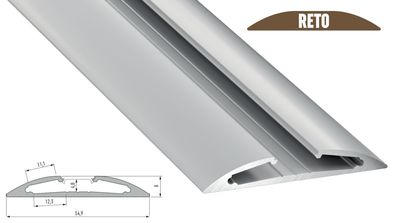 PD-Reto 1M LED Aluminium Profil 55x8mm Silber für 10mm milchige Abdeckung