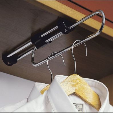 Garderobenauszug Kleiderstange Kleiderlüfter Bügelhalter Chrom glänzend 40cm
