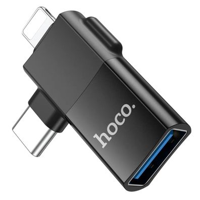 OTG 2in1 Adapter komaptibel mit iPhone und USB-C-Stecker mit USB-A Buchse Schwarz