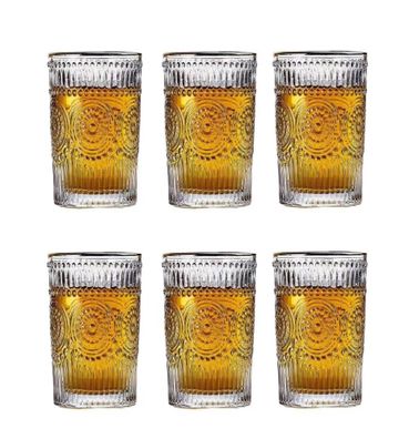 6 Tlg. Retro Vintage Trinkgläser Set Cognac Whiskey Cocktailgläser 400 ml