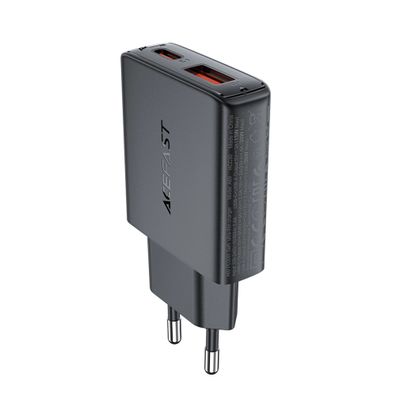 Acefast A69 Ladeadapter PD 30W GaN USB-A USB-C Wandladegerät – Schwarz