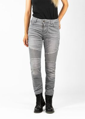 John Doe Motorrad Hose Betty Biker Jeans Light Grey