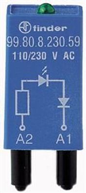 1St. Finder 9980023098 Modul, Varistor und grüne LED, 110 bis 230 V AC/DC 99.80.0.230