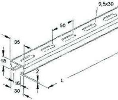 2m Niedax 2980/2 FL Ankerschiene 2 Meter 29802FL