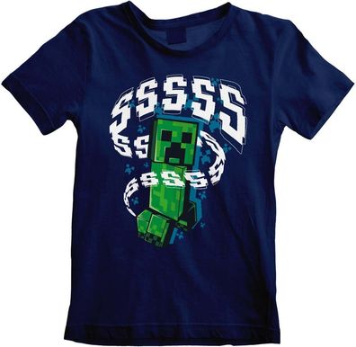 Minecraft - Creepers (Kids) Jungen Kinder T-Shirt Navy