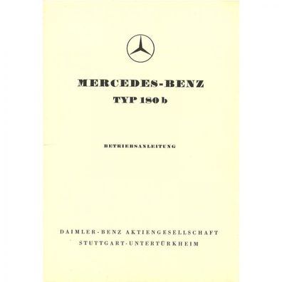 Mercedes-Benz W 120 Typ 180b 07.1959-08.1961 Bedienungsanleitung