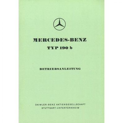 Mercedes-Benz W121 Typ 190b 06.1959-08.1961 Bedienungsanleitung