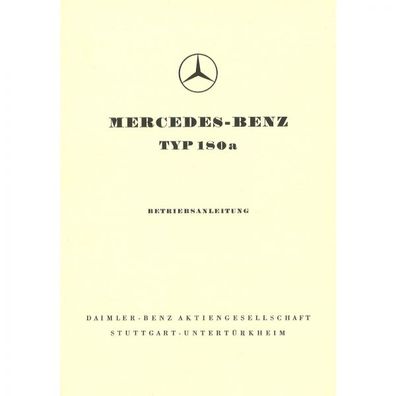 Mercedes-Benz W120 Typ 180a 06.1957-07.1959 Bedienungsanleitung