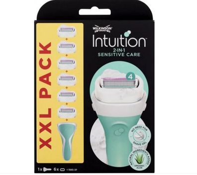 6x Wilkinson Intuition Sensitive Care Rasierklingen+Rasierer OVP VE beschägt