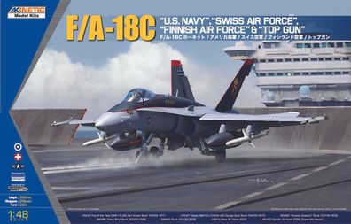 Kinetic 1:48 K48031 F/A-18C US Navy, wiss AirForce, innish A AirForce & Topgun