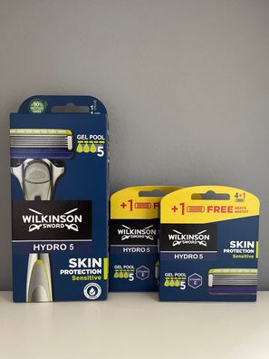 6 Wilkinson Sword Hydro5 Skin Protection Sensitive Rasierklingen+Rasierer OVP