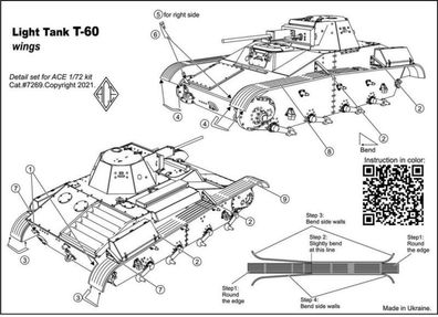 ACE 1:72 PE7269 Photo-etched set -60 fenders, for ACE kit