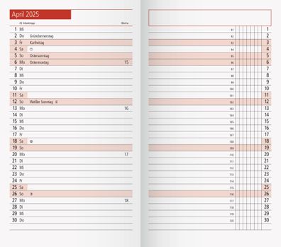 2025 Rido PlankalenderTM11Ersatzkalender1M/2S