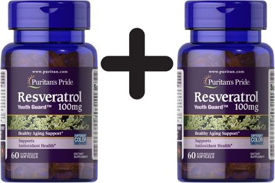 2 x Resveratrol, 100mg - 60 softgels