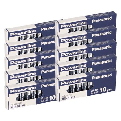 100x MIGNON AA LR6 MN1500 Batterie Panasonic Powerline Industrial 3133mAh