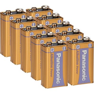 10x Panasonic 9V Block Alkaline Power 9V Batterie Blister