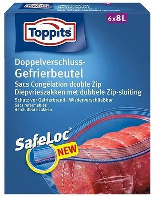 Toppits 8 Liter Gefrierbeutel Safelock (6 Stück je Pack)