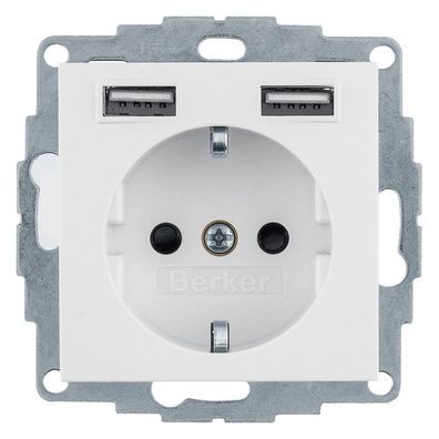 1St. Berker 48038989 Steckdose SCHUKO/USB S.1 polarweiß glänzend