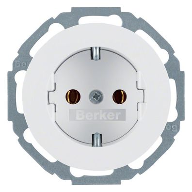 1St. Berker 47452089 Steckdose Serie R. Classic polarweiß glänzend