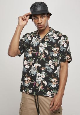 Urban Classics Hemd Viscose AOP Resort Shirt Blacktropical