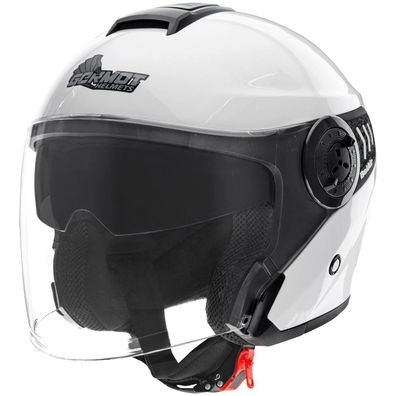 Germot Motorrad Helm GM 660 Jethelm mit integriertem Sonnenvisier White