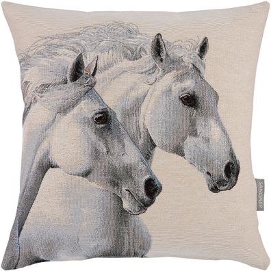 Kissenbezug Gobelin 45x45 Sandner Horses Kissen Gobelin Kissenhülle Pferde Weiß