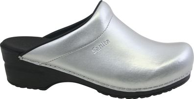 Sanita Damen Offener Clog Original-Sonja Pu Open Silver