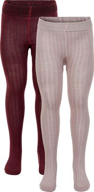 Minymo Kinder Strumpfhose Stocking Solid Rib (2er Pack) Rose Smoke